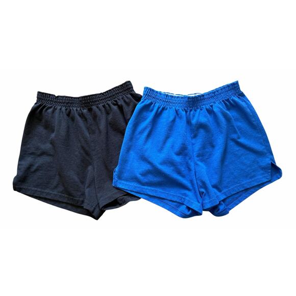 Soffe Womens Vintage Lot of 2 Small Cheerleading Dance Gym Shorts Blue Black - Picture 1 of 5